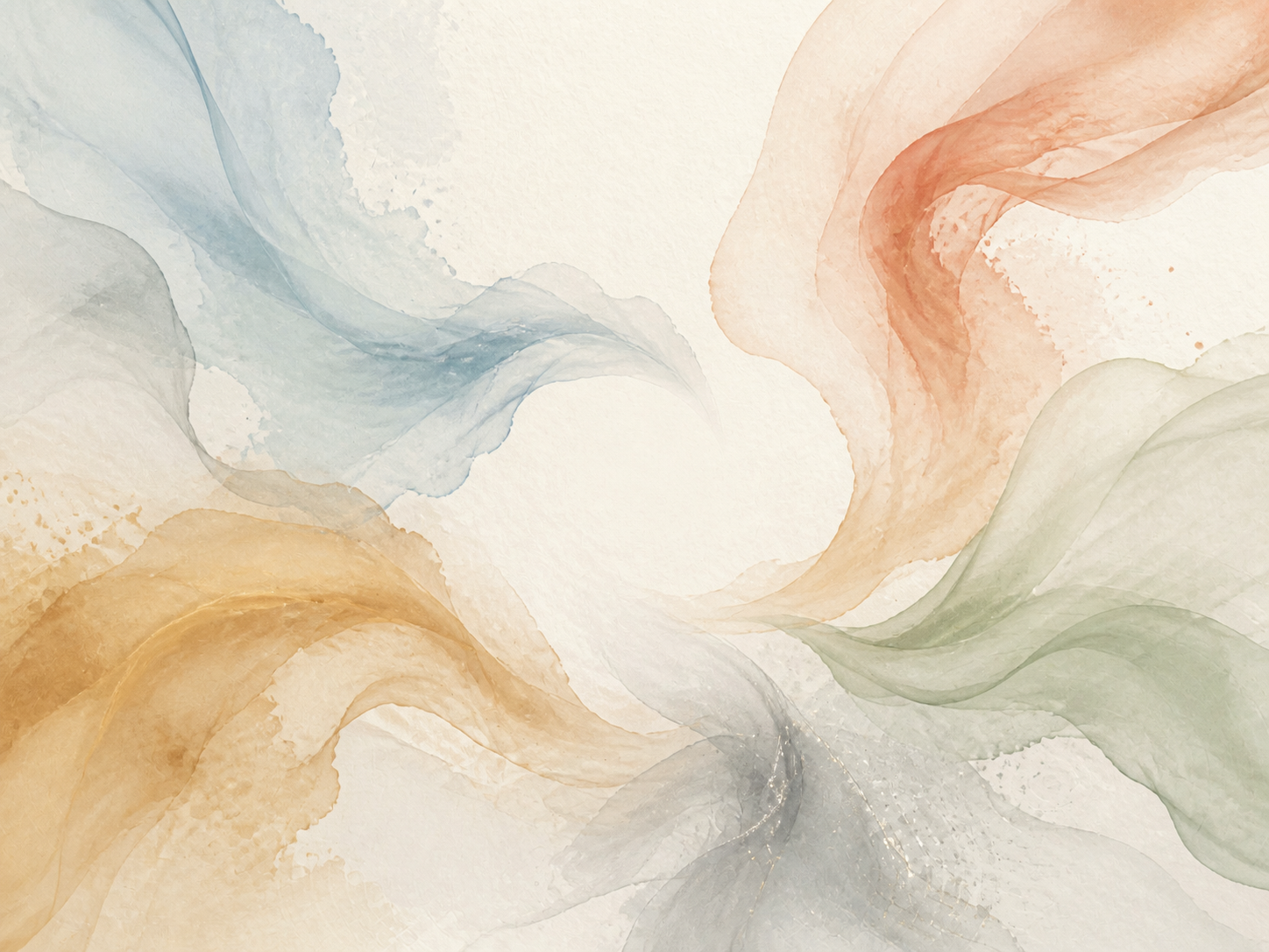 Five translucent elemental currents flowing toward one quiet center